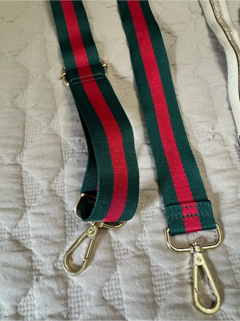Assortment Striped Green & Red, Beige and Gold and Brown Adjustable Straps - Picture 2 of 4